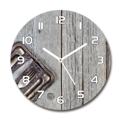 Round wall clock Cutlery on boards