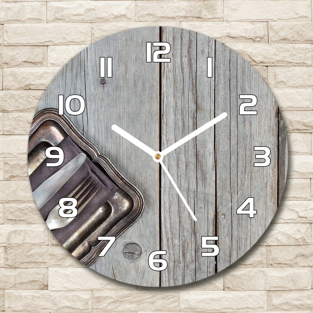 Round wall clock Cutlery on boards