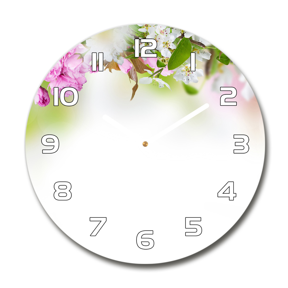 Round wall clock Spring flowers