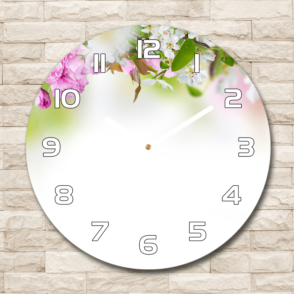 Round wall clock Spring flowers