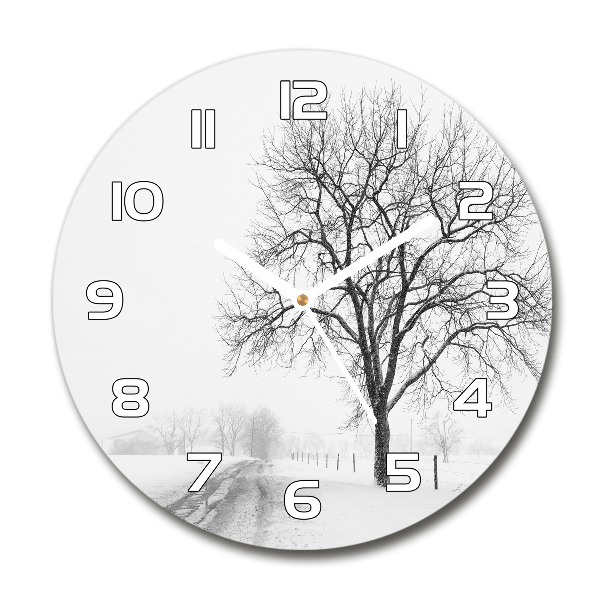 Round wall clock Winter tree