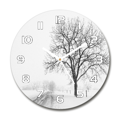 Round wall clock Winter tree