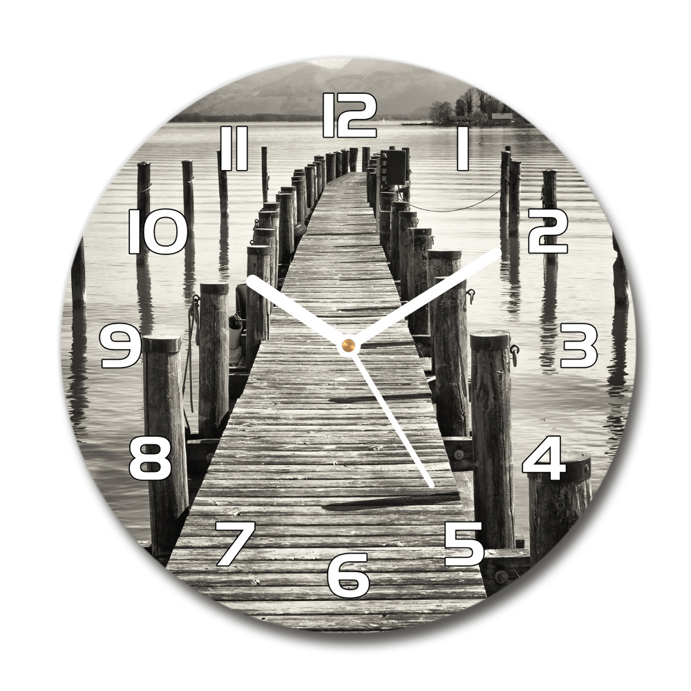 Round wall clock Wooden pier