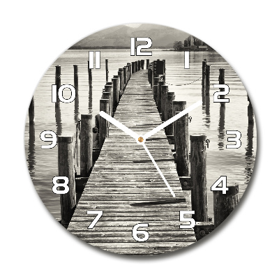 Round wall clock Wooden pier