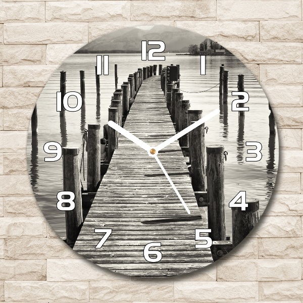 Round wall clock Wooden pier