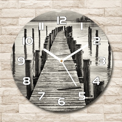 Round wall clock Wooden pier