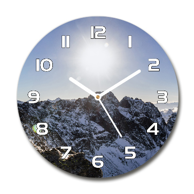 Round glass wall clock Winter in the Tatra Mountains