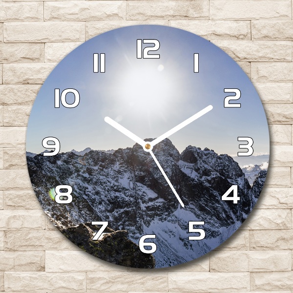 Round glass wall clock Winter in the Tatra Mountains