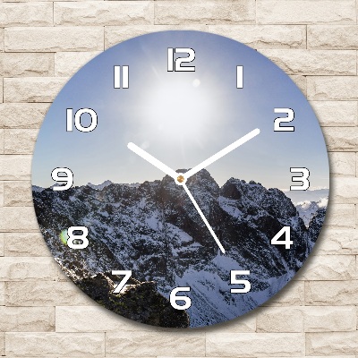 Round glass wall clock Winter in the Tatra Mountains