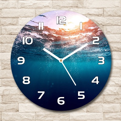 Round glass clock Underwater world