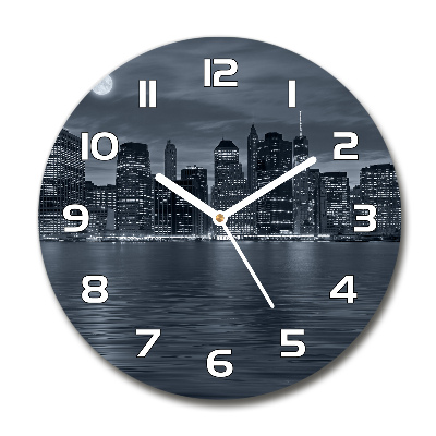 Round wall clock New York at night