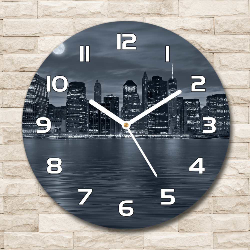 Round wall clock New York at night