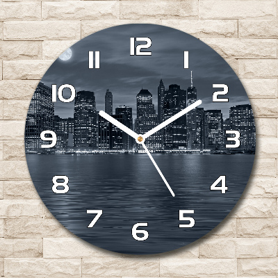 Round wall clock New York at night