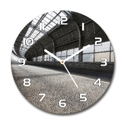 Round glass wall clock Road in the tunnel