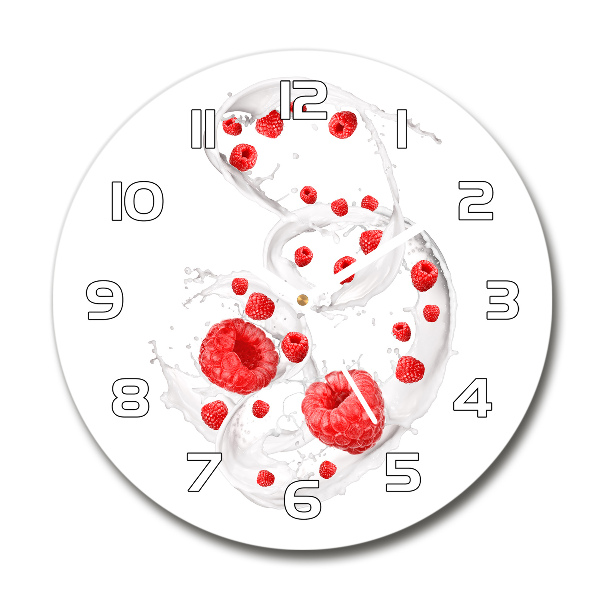 Round wall clock Raspberries with milk