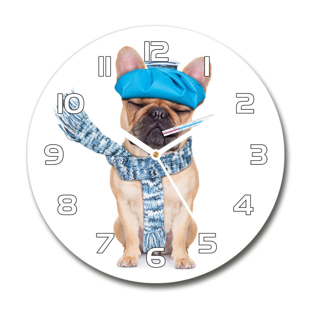 Round wall clock Sick dog