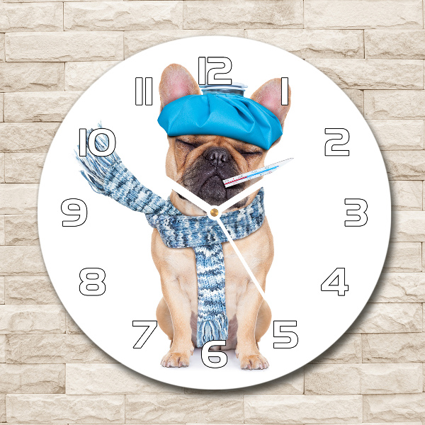 Round wall clock Sick dog