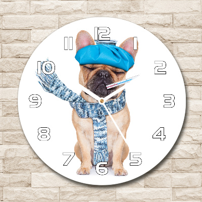 Round wall clock Sick dog