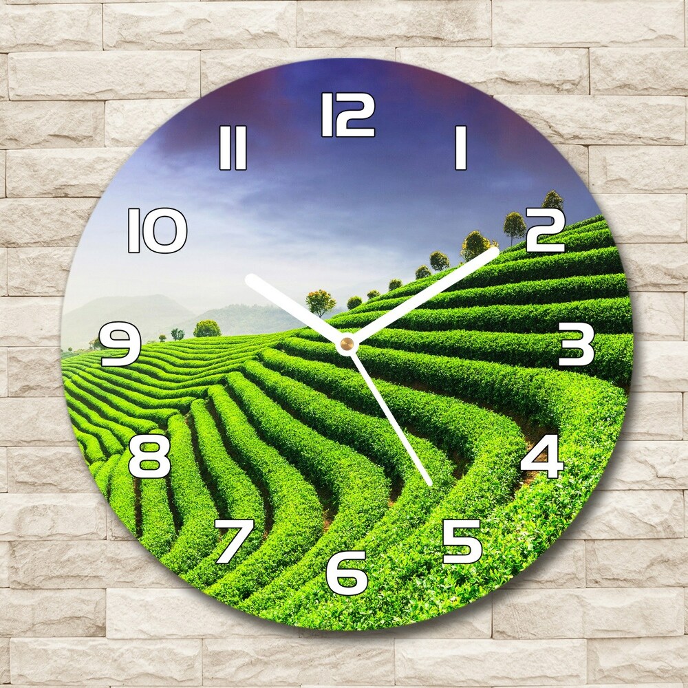 Round wall clock Tea plantation