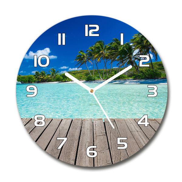 Round wall clock Tropical beach