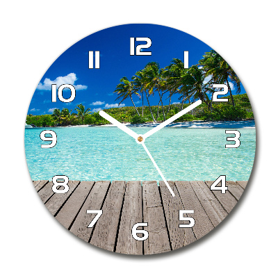 Round wall clock Tropical beach