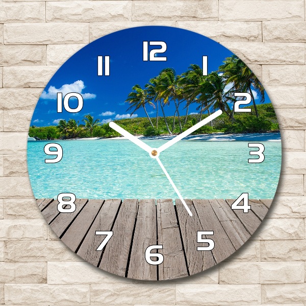 Round wall clock Tropical beach