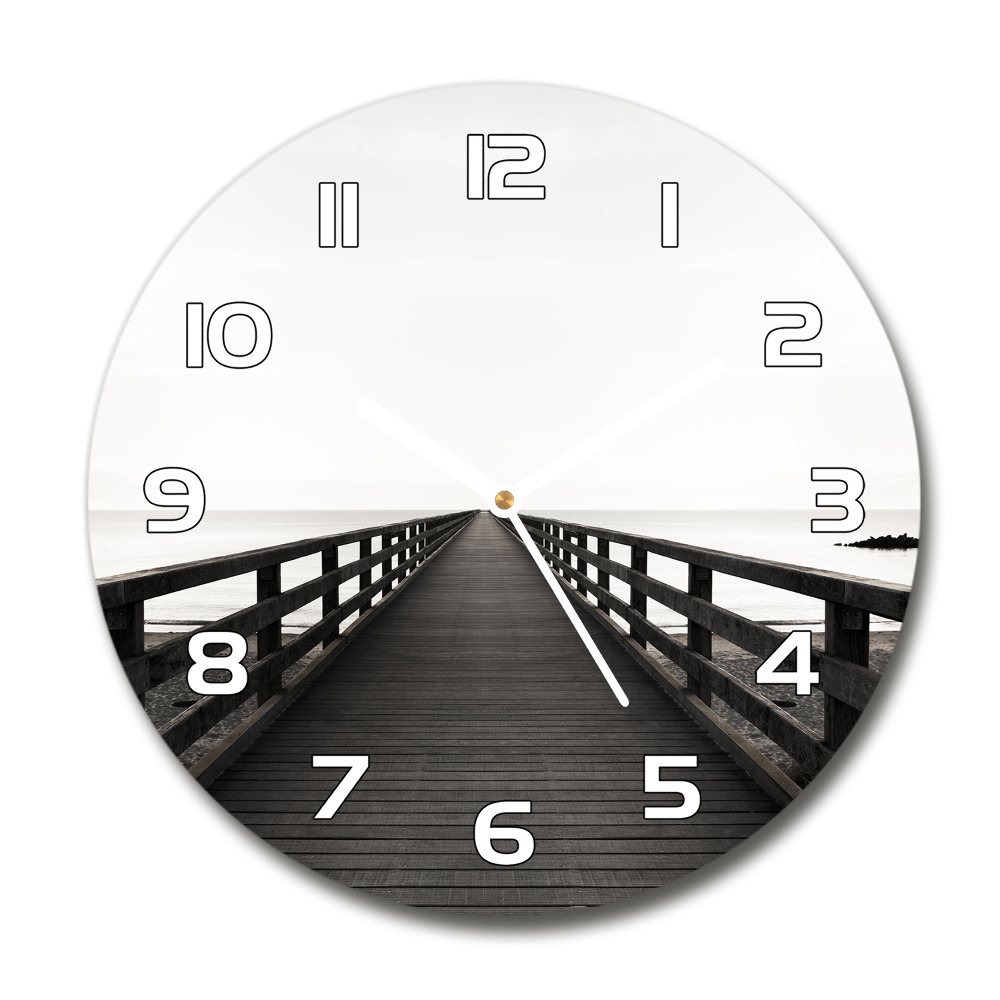 Round wall clock Wooden pier