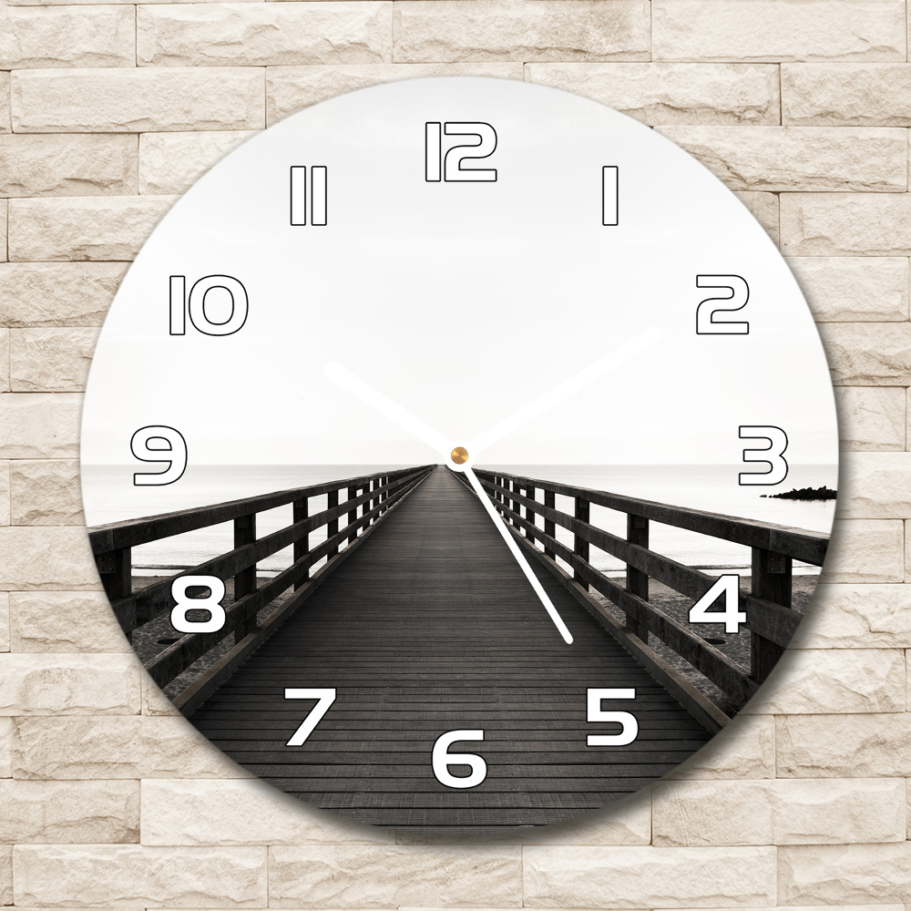 Round wall clock Wooden pier