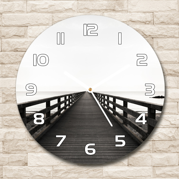 Round wall clock Wooden pier