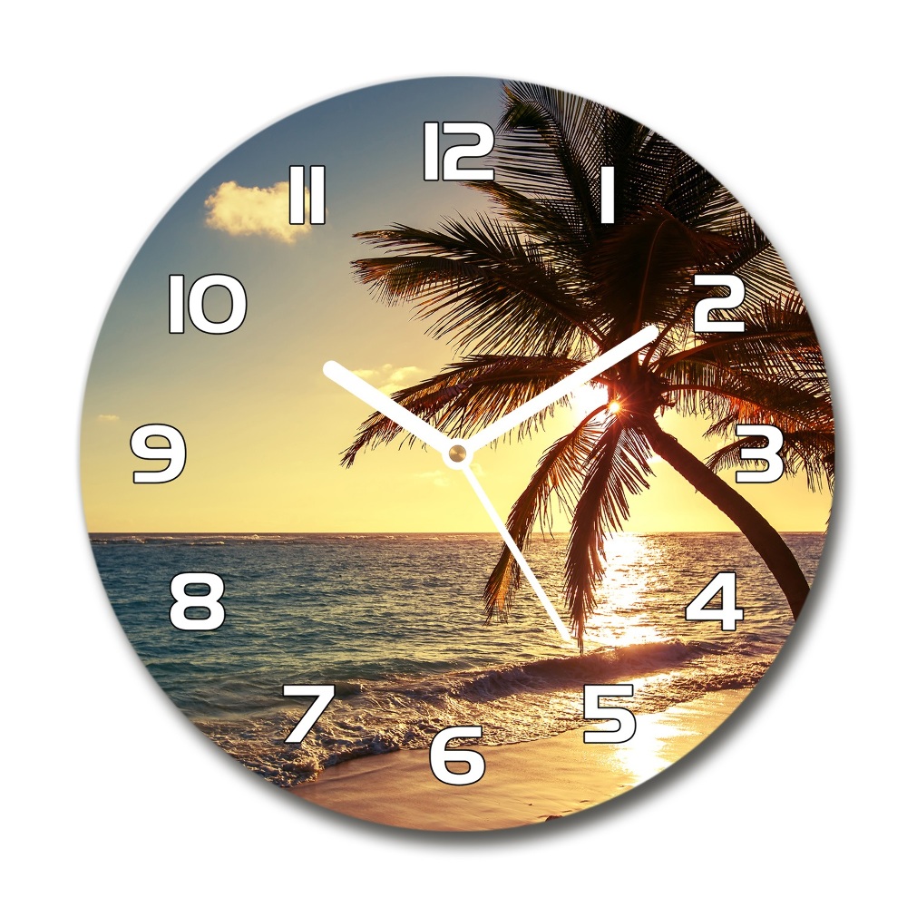 Round wall clock Tropical beach