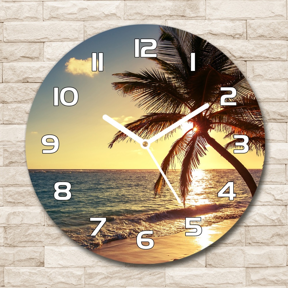 Round wall clock Tropical beach