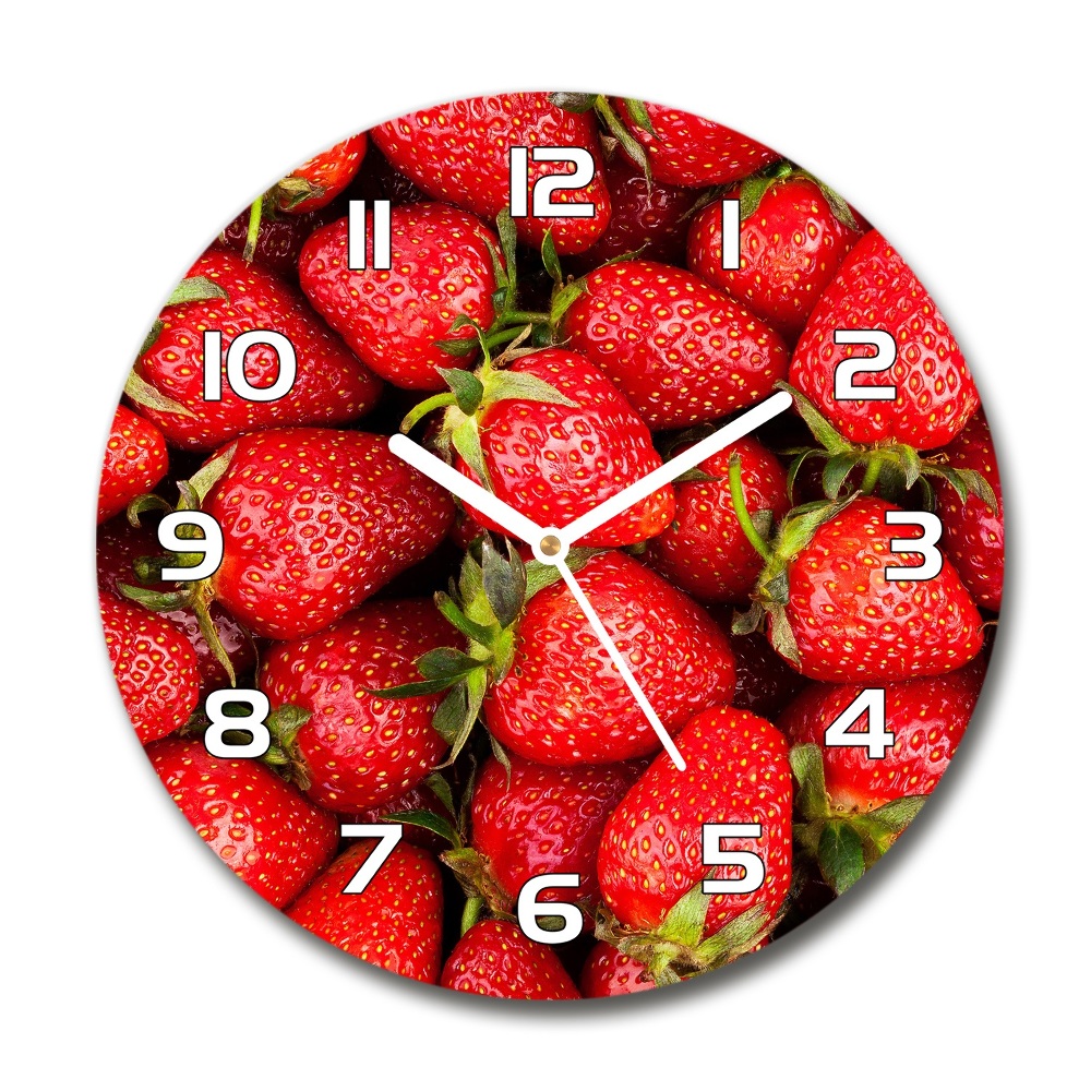 Round clock glass Strawberries