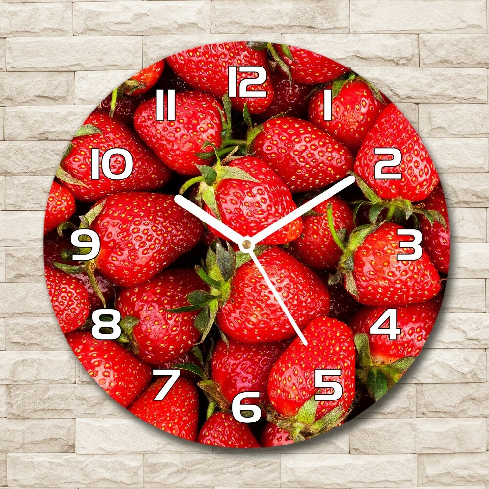 Round clock glass Strawberries