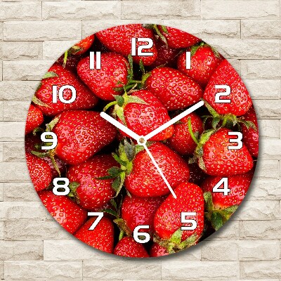 Round clock glass Strawberries