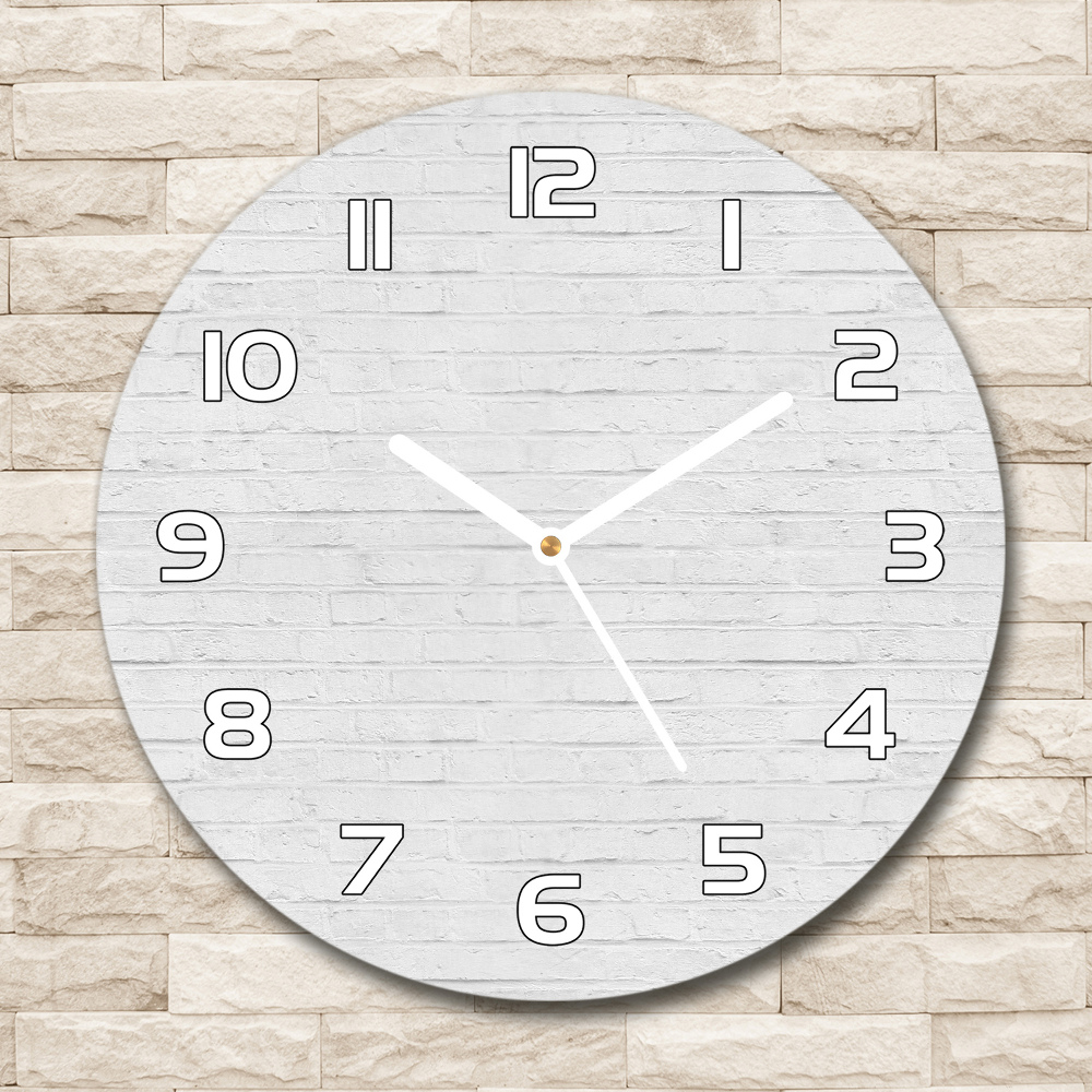 Round glass wall clock Brick wall