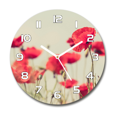 Round wall clock Field poppies