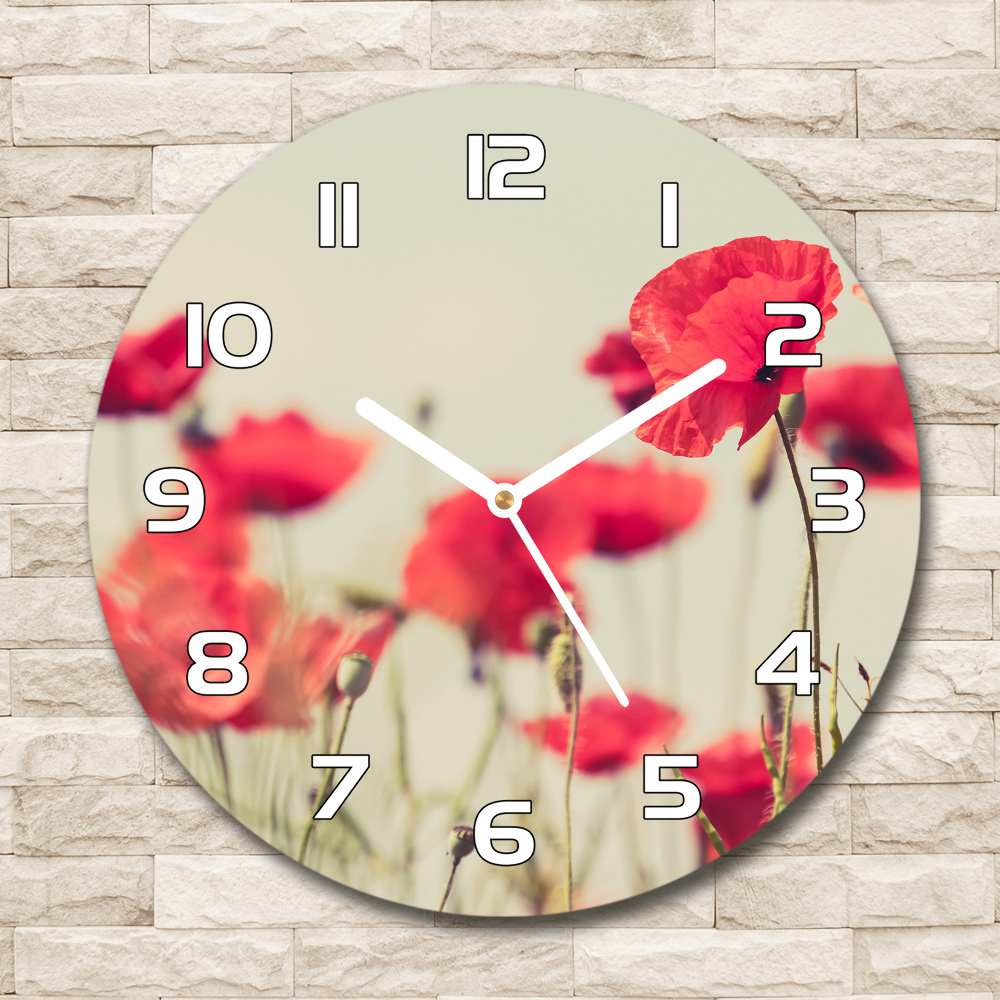 Round wall clock Field poppies