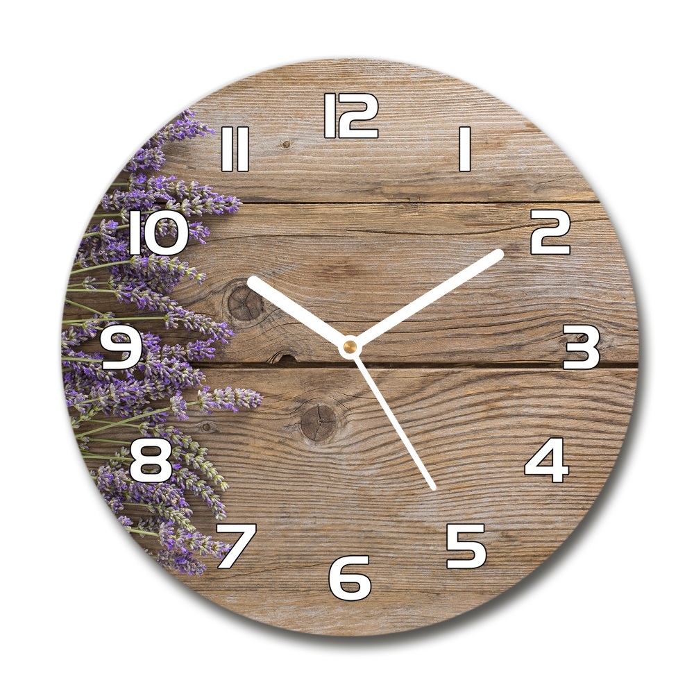 Round wall clock Lavender on wood