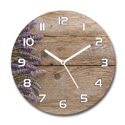 Round wall clock Lavender on wood