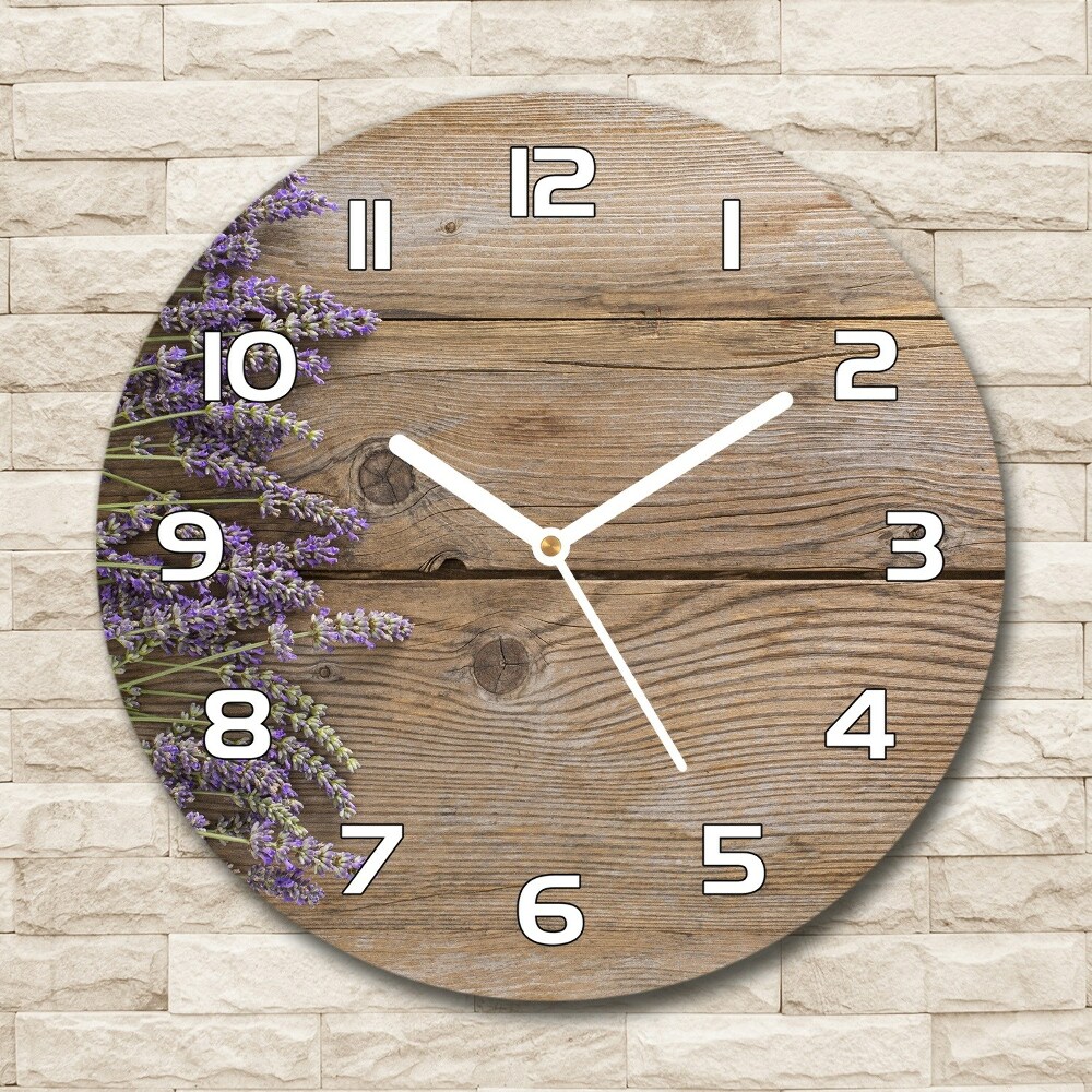 Round wall clock Lavender on wood