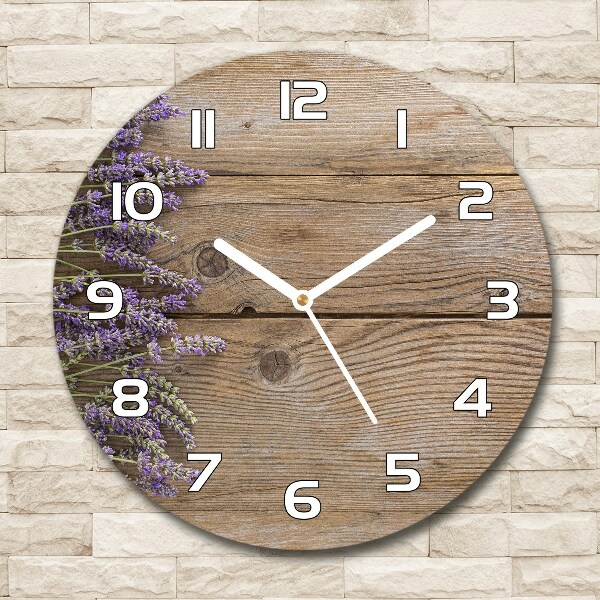 Round wall clock Lavender on wood