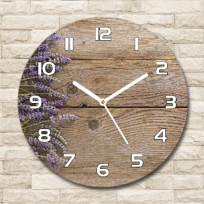 Round wall clock Lavender on wood