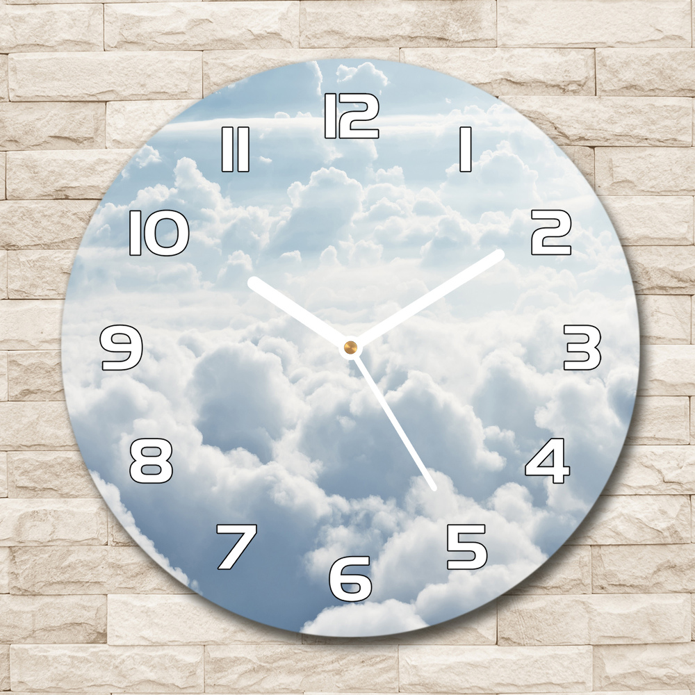 Round wall clock Bird's flight clouds