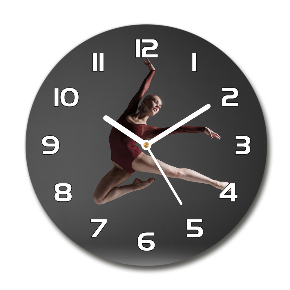 Round glass clock Modern dance