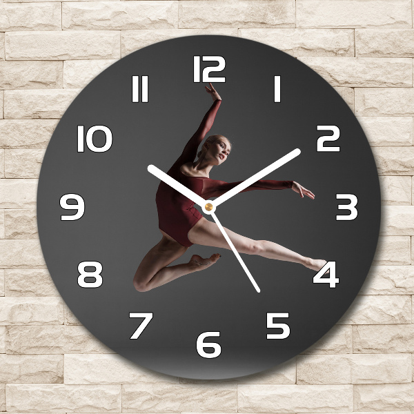 Round glass clock Modern dance