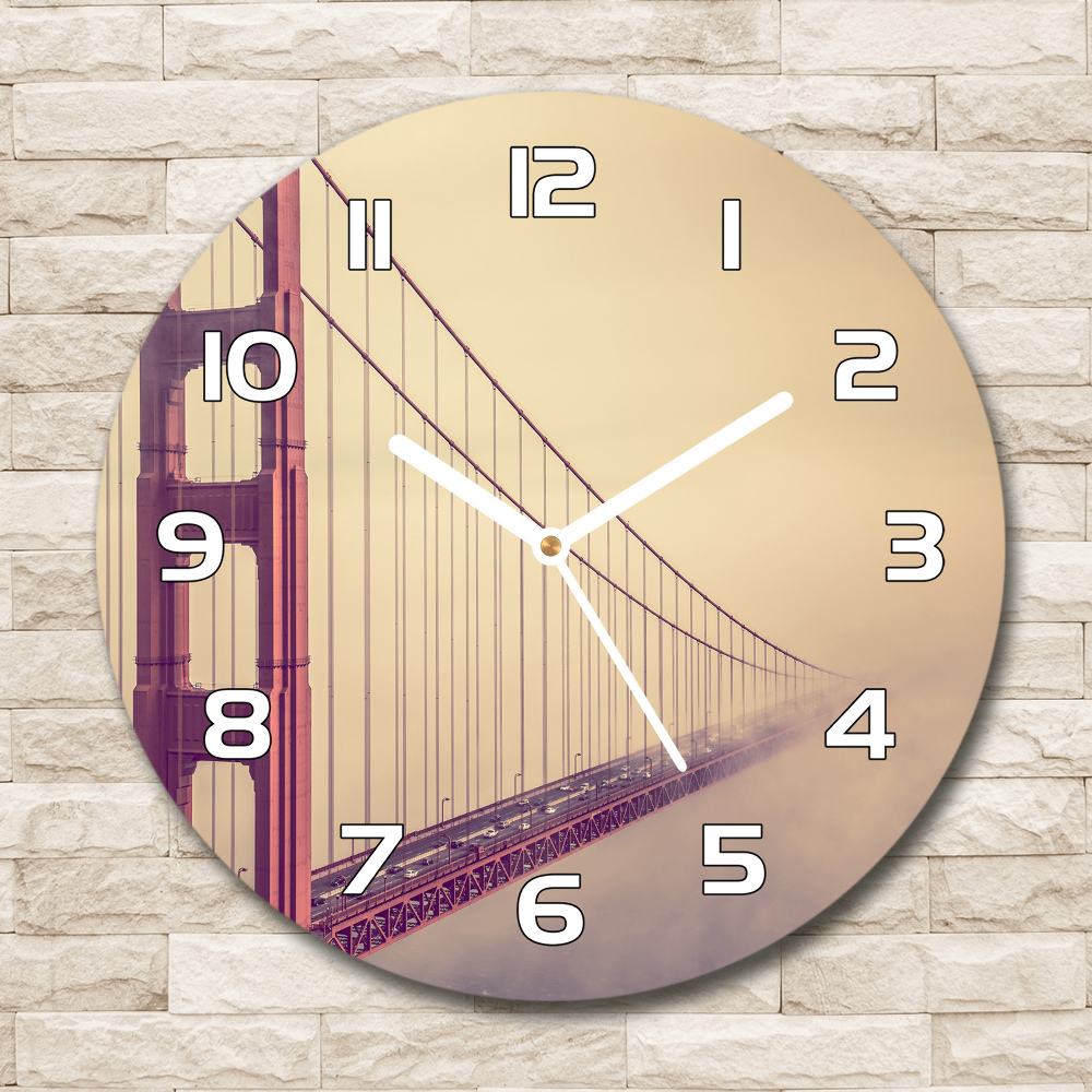 Round wall clock San Francisco bridge