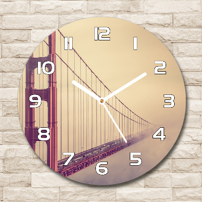 Round wall clock San Francisco bridge