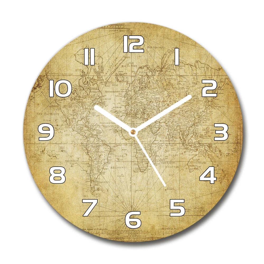 Round wall clock Old map of the world