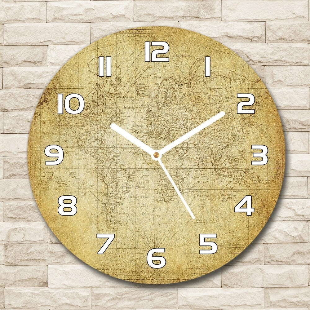 Round wall clock Old map of the world