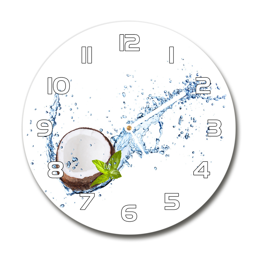 Round glass wall clock Coconut and water